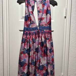 Free People Pink and Blue Floral Mini Dress